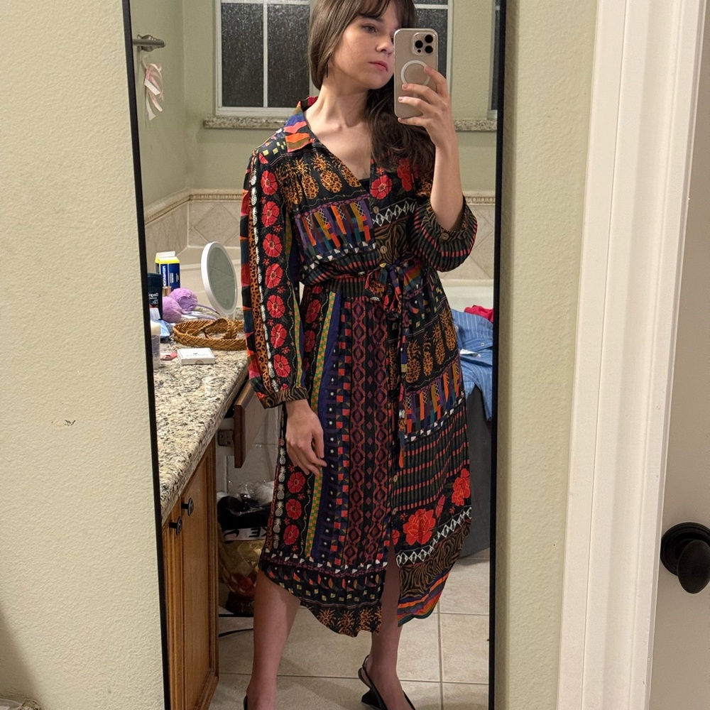 FARM RIO Ciela Midi Shirtdress Medium